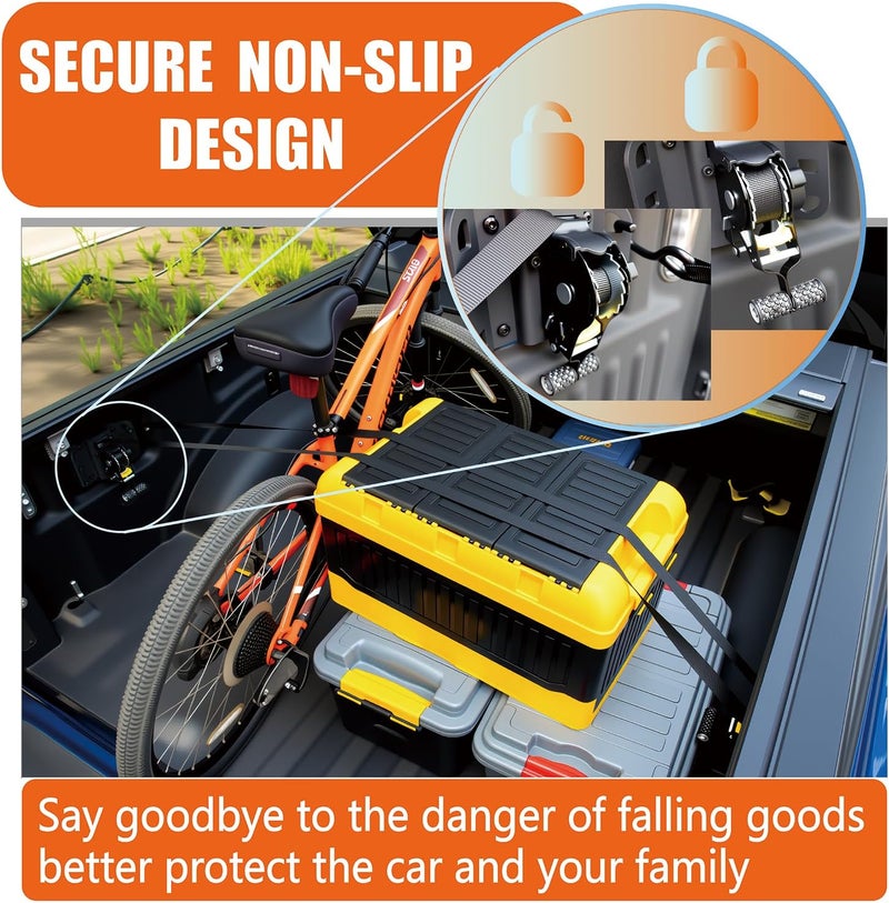 BCJCLTS 2PCS Retractable Ratchet Straps for 2015-2025 Ford F150, Retractable Tie Down Straps 10 Ft Self Retracting Tie Down, Super Duty Ford F150 Accessories - Image 5
